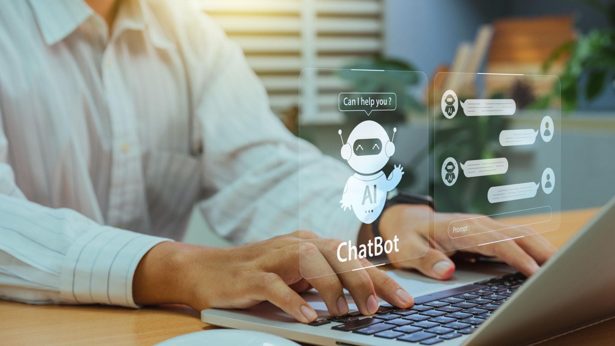 An illustration showing AI integration in modern business